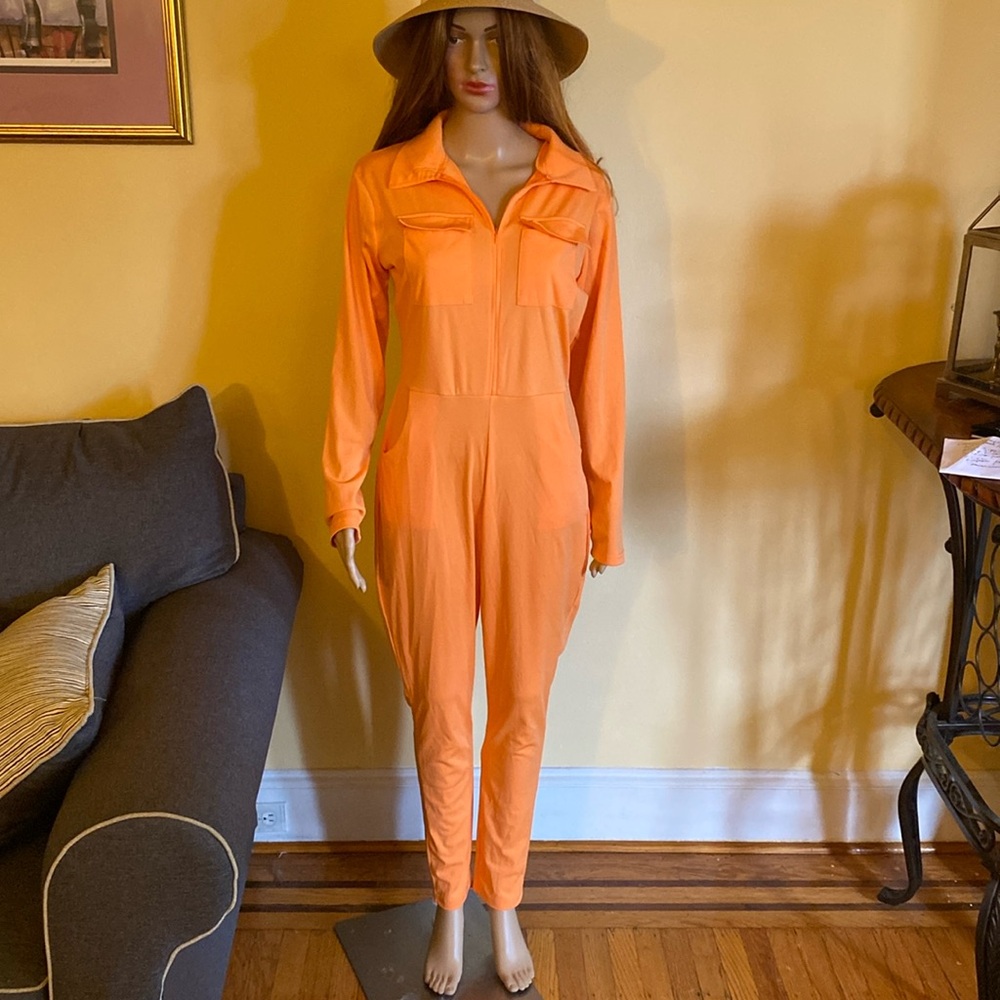 Ladies long sleeve jumpsuit with pockets
